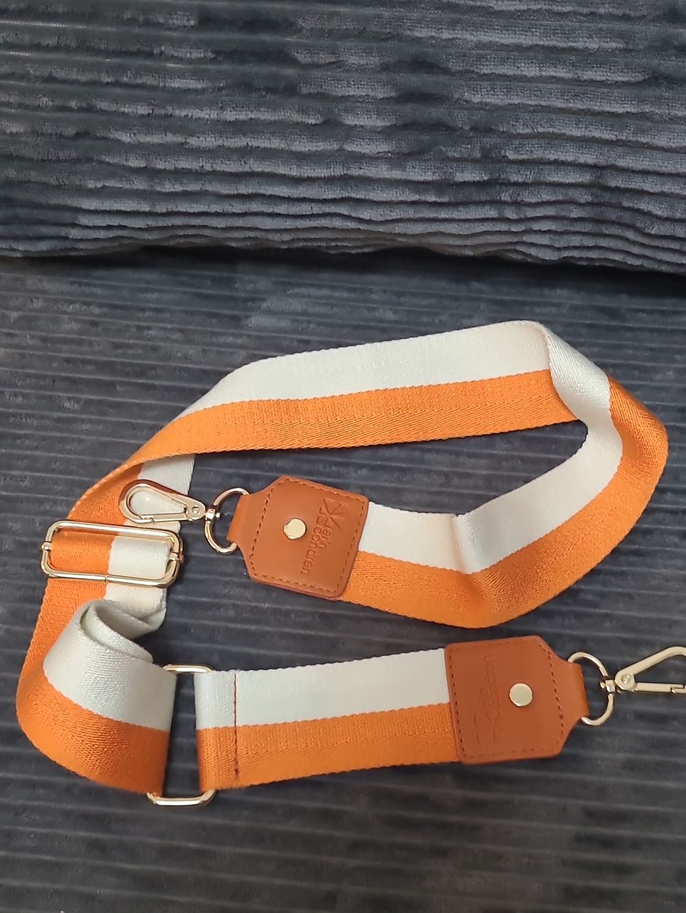 Erin Condren Adjustable Orange & White Stripe Bag Strap - Accent Accessory